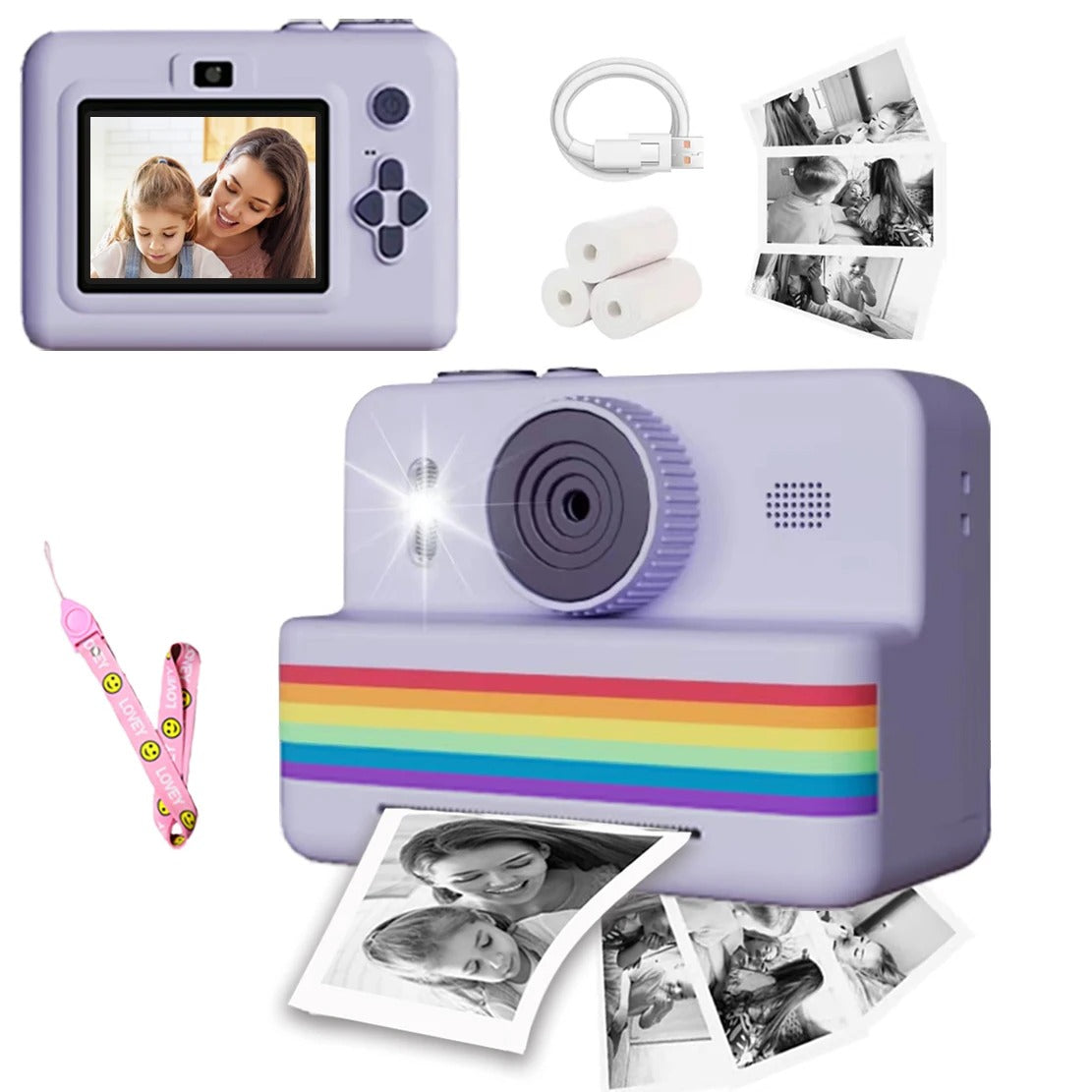 Kids Instant Print Digital Camera (Stripe Design)