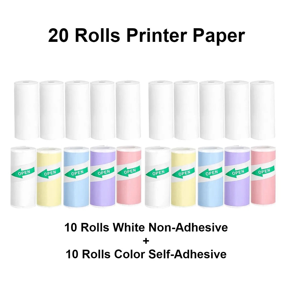 20 rolls of paper for mini printer